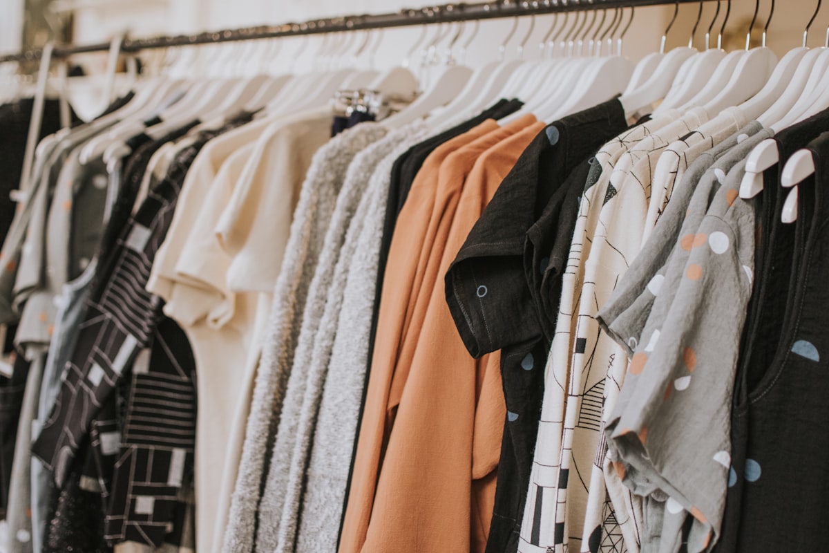 Rail of second-hand clothing